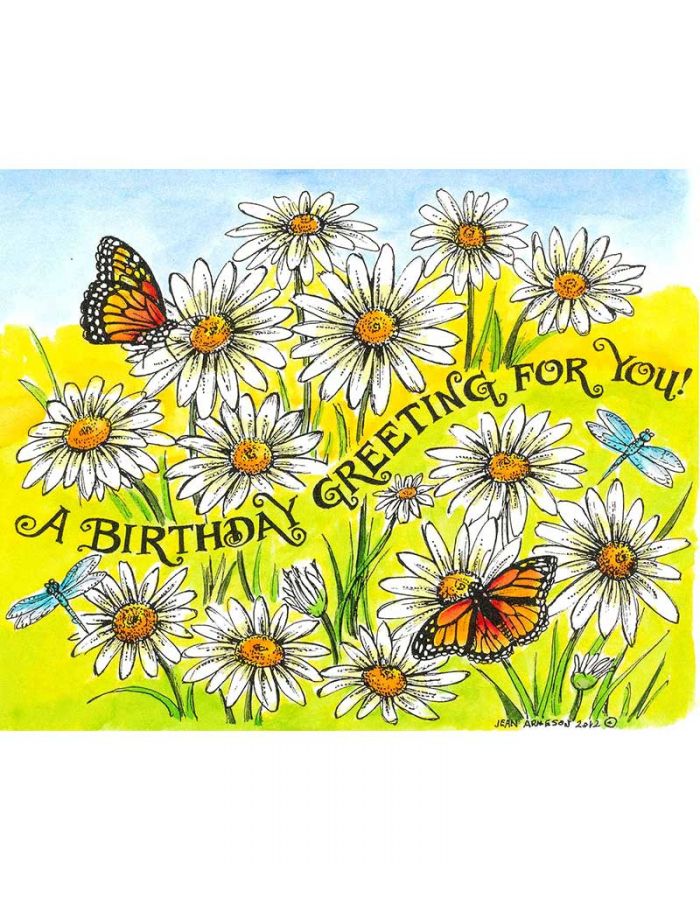 A Birthday Greeting Daisy and Butterfly Garden - P8500