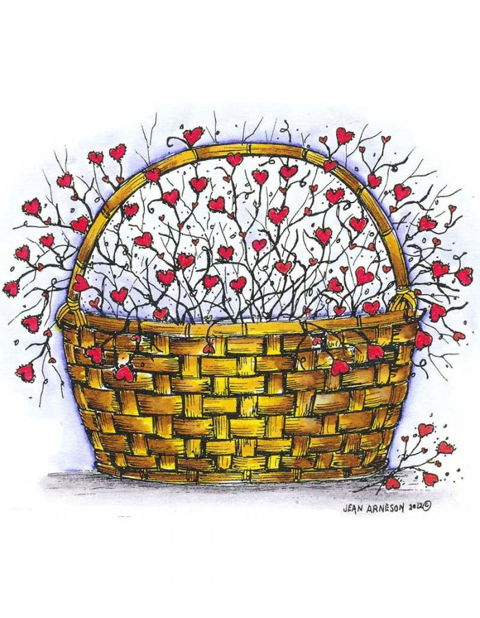 Basket with Heart Blossoms - P8378
