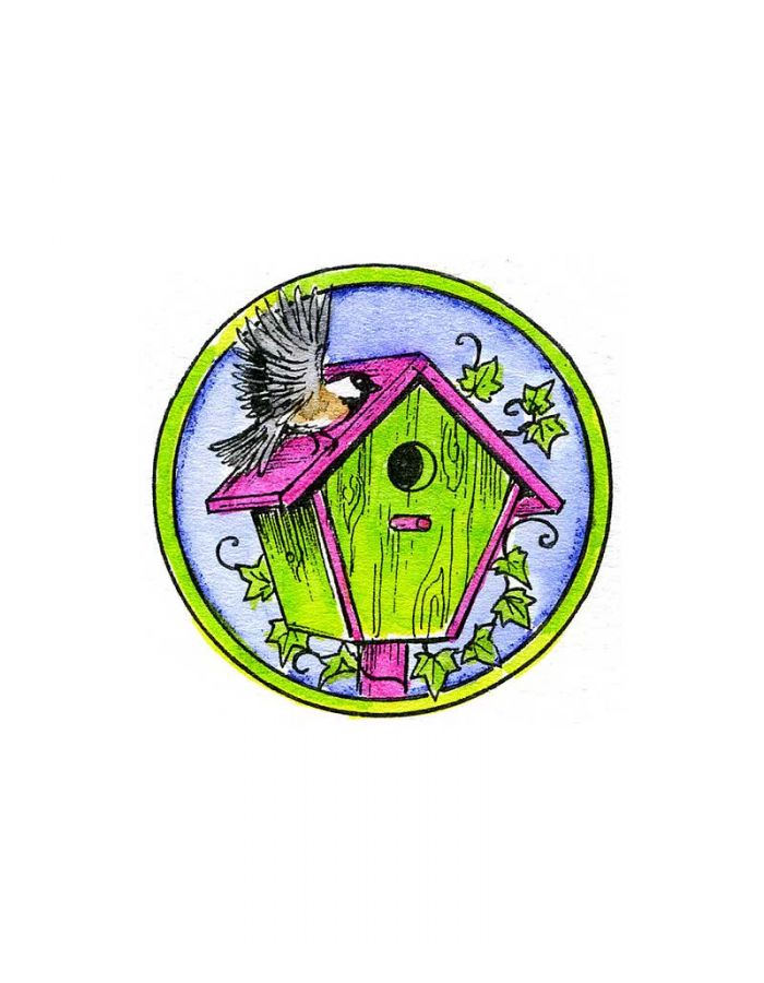 Chickadee Birdhouse in Circle - C10013