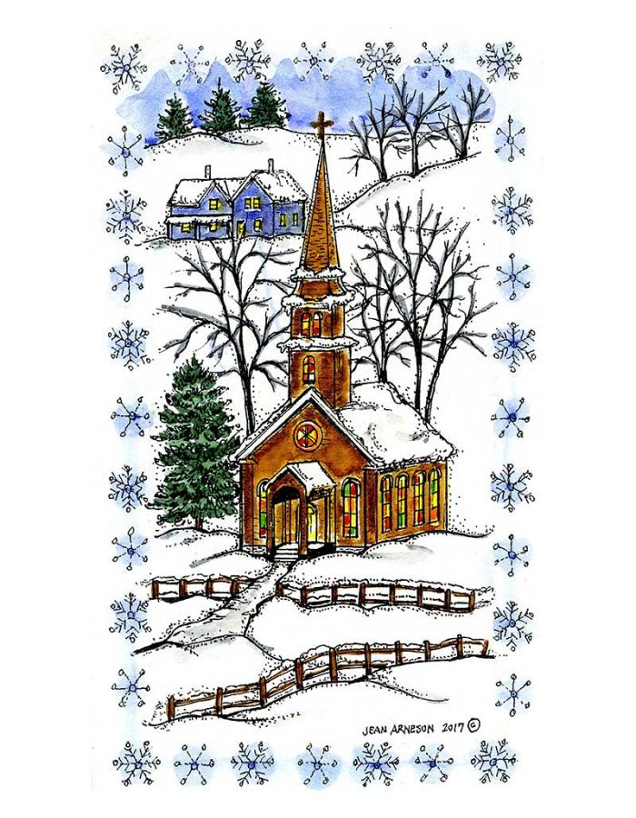 Church in Snowflake Frame - NN10344