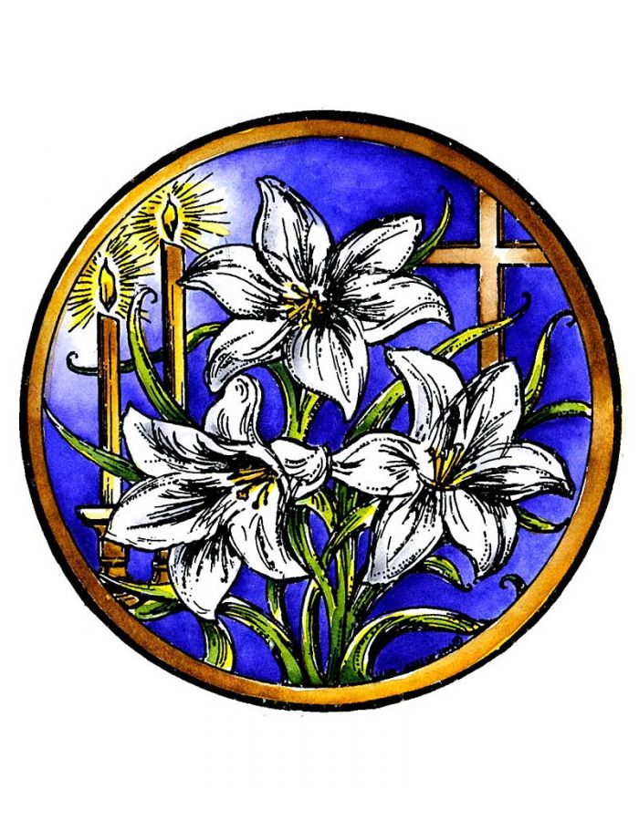 Circle Easter Lily and Cross - PP4571