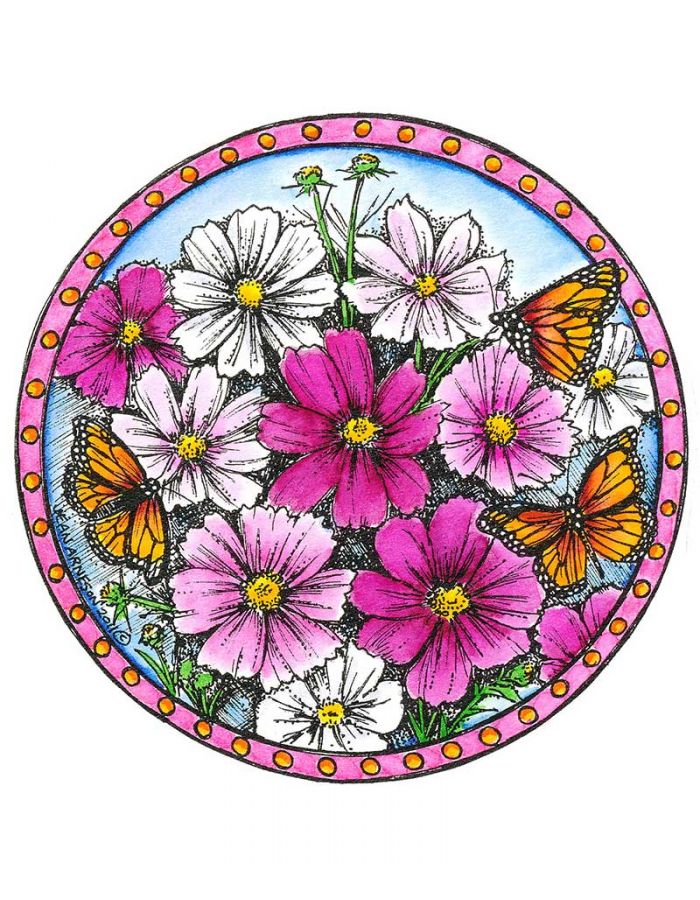 Cosmos and Monarch Butterflies Circle - PP8002