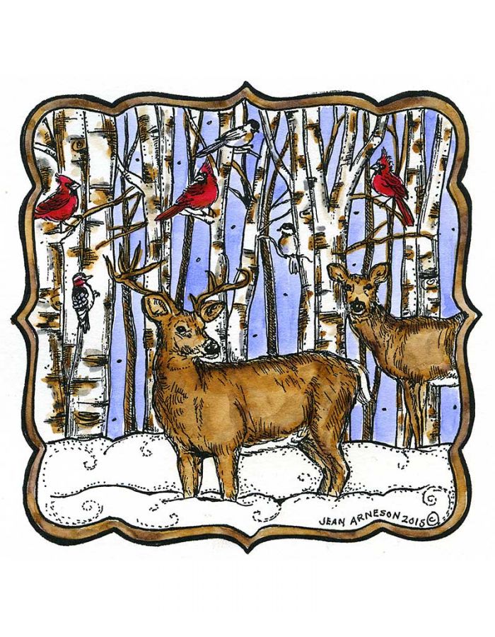 Deer Pair and Birch - PP10540