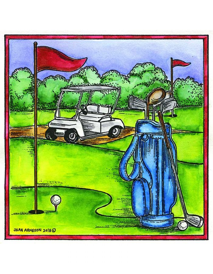 Golfing in Square Frame - PP10429