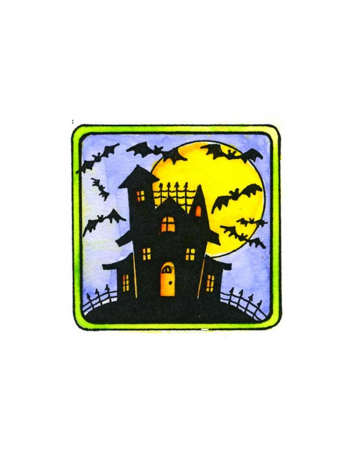 Haunted House in Square Frame - C10468