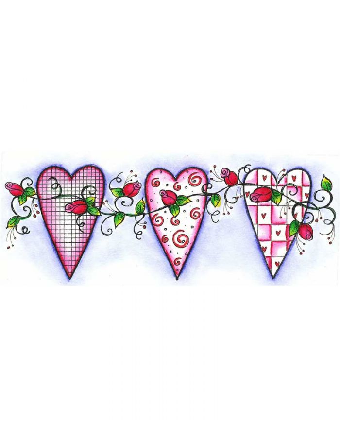 Heart Trio with Roses and Vines - N8376
