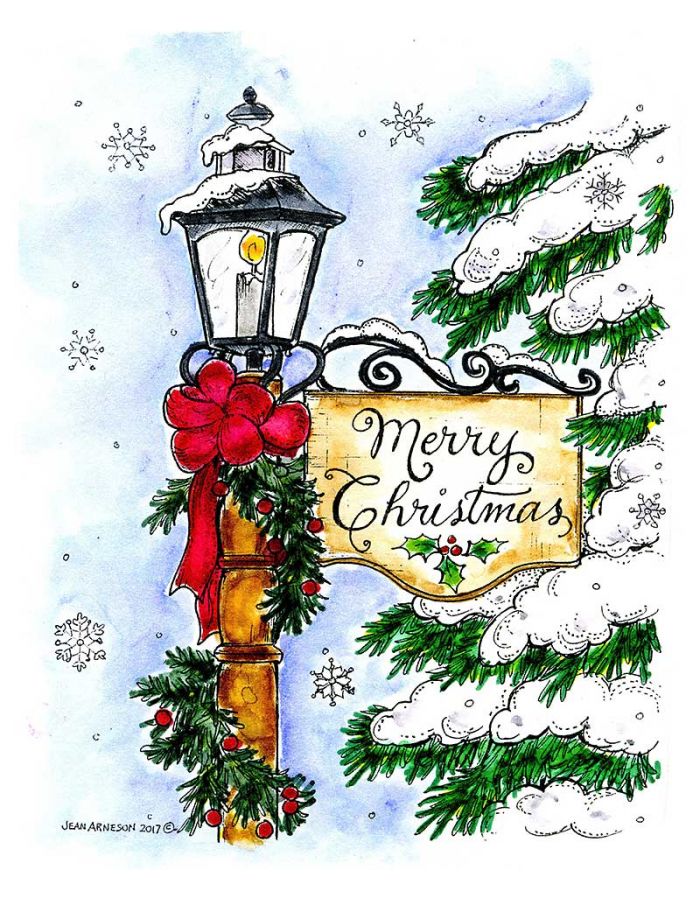 Merry Christmas Lamp Post - P10331