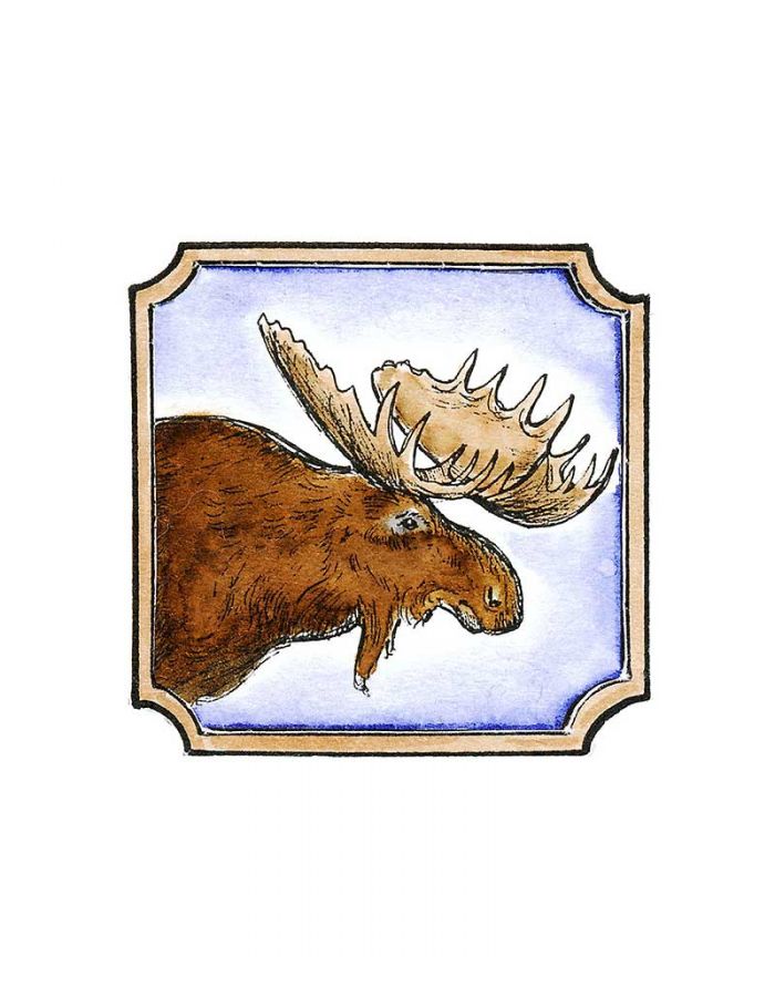 moose design. Hand carved rubber stamp