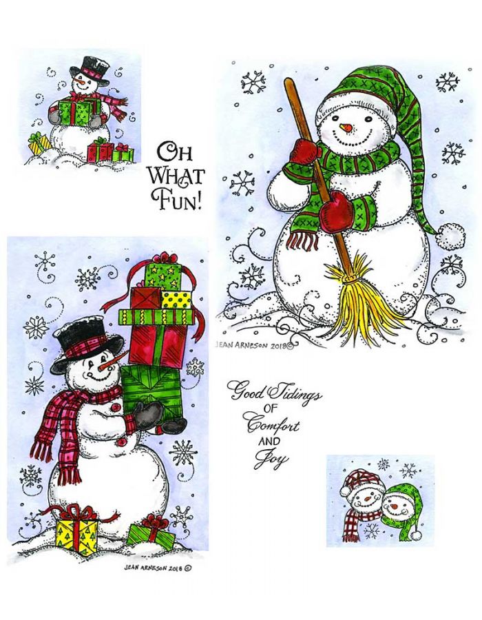 Snowman with Presents, Scarf, and Broom - NO-023