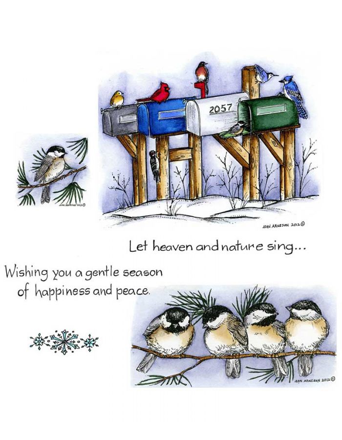 Winter Mailboxes and Chickadees - NO-034