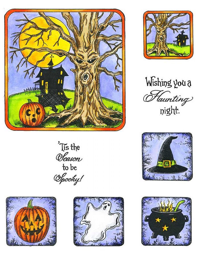 Halloween Peeking Pumpkin Wood Mounted Rubber Stamp Impression Obsession H1792 
