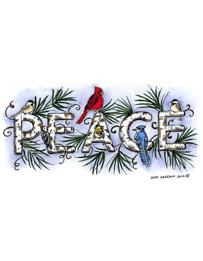 Peace With Winter Birds and Pine - O8874