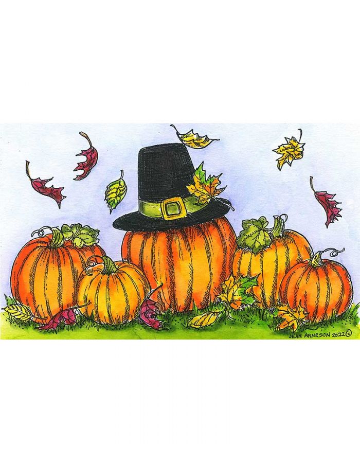 Pilgrim Pumpkins and Leaves - NN11174