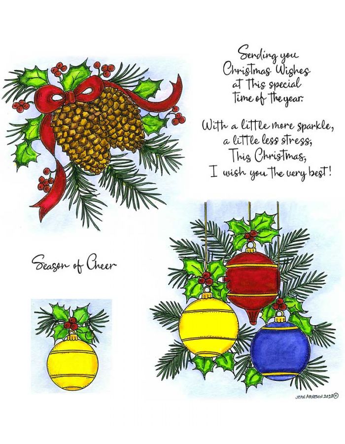 Pine Cone And Holly Cluster & Ornaments And Holly - NO-223