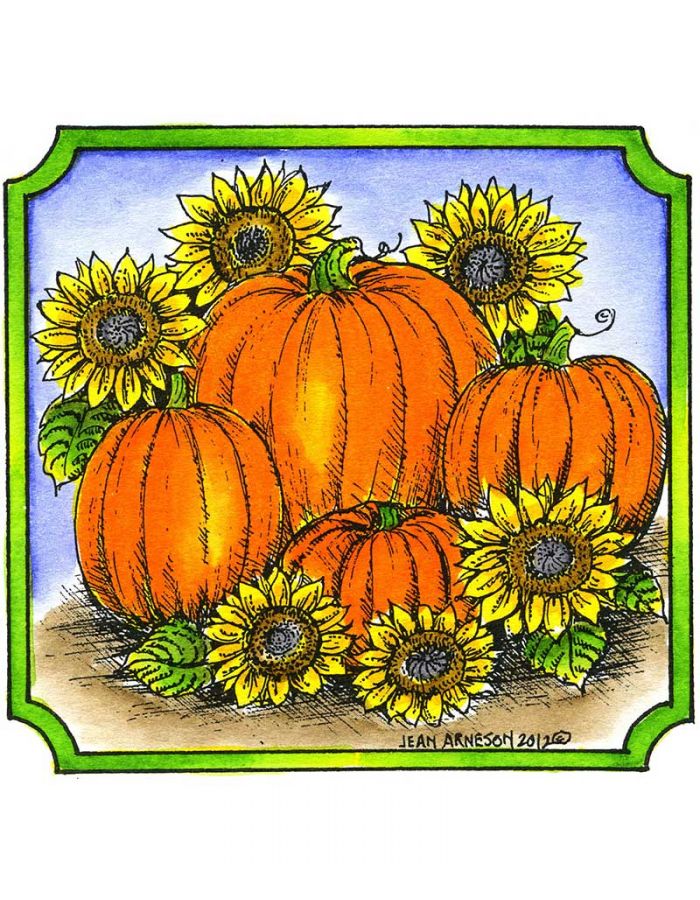 Pumpkins and Sunflowers in Notched Square - MM8709
