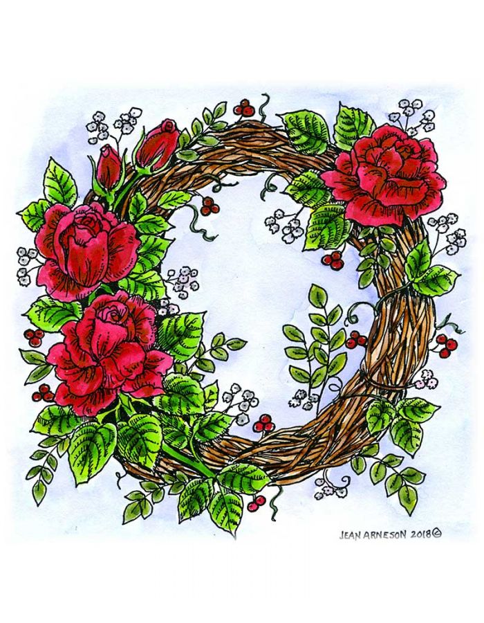 Rose Grapevine Wreath - PP10525