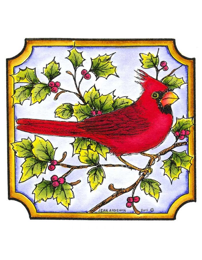 Single Cardinal in Notched Square - MM8295