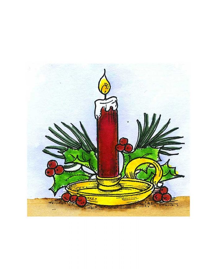 Small Candle and Holly - CC11395