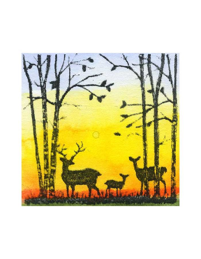 Small Deer and Birch Silhouette - C10788