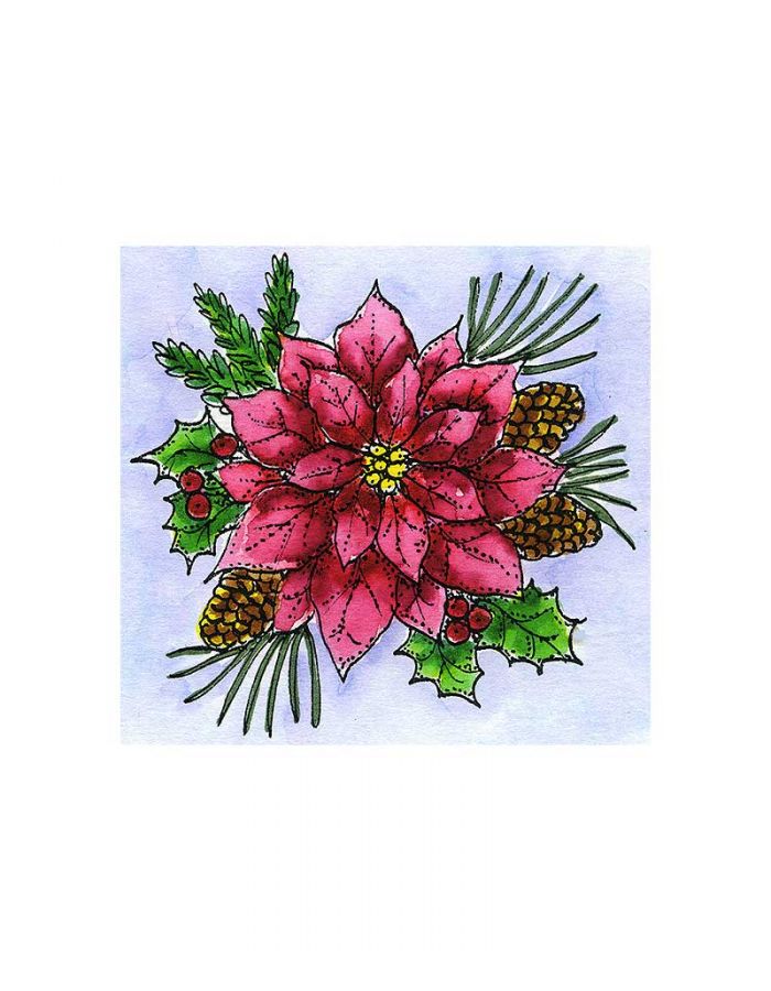 Small Poinsettia and Pines - CC11206