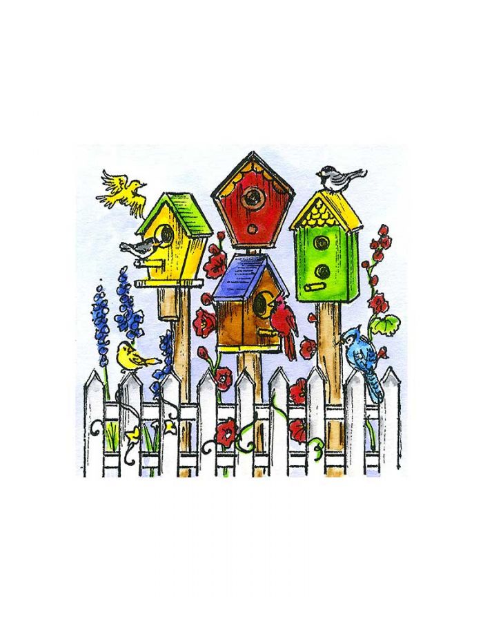 Small Spring Birdhouses and Fence - CC10921