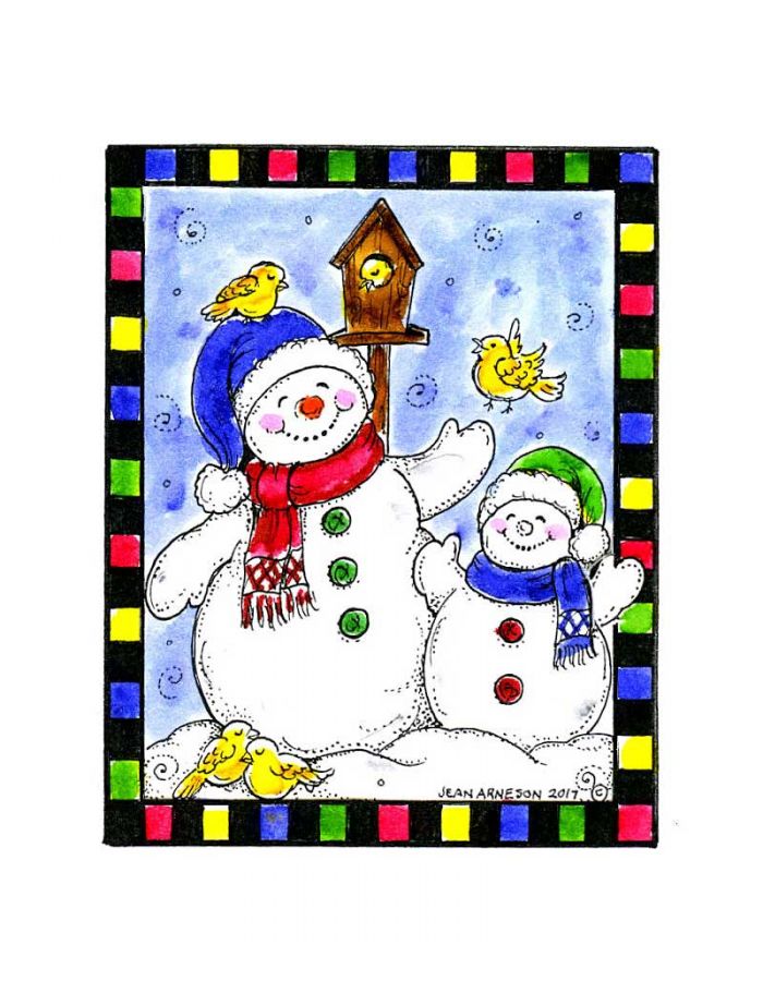 CHRISTMAS SNOWMAN SNOWBALL SQ Wood Mounted Rubber Stamp NORTHWOODS C10118 New 