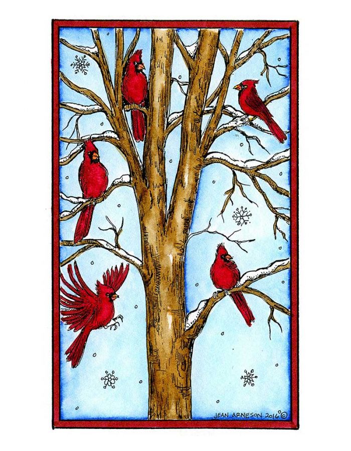 Snowy Tree With Cardinals - NN10161