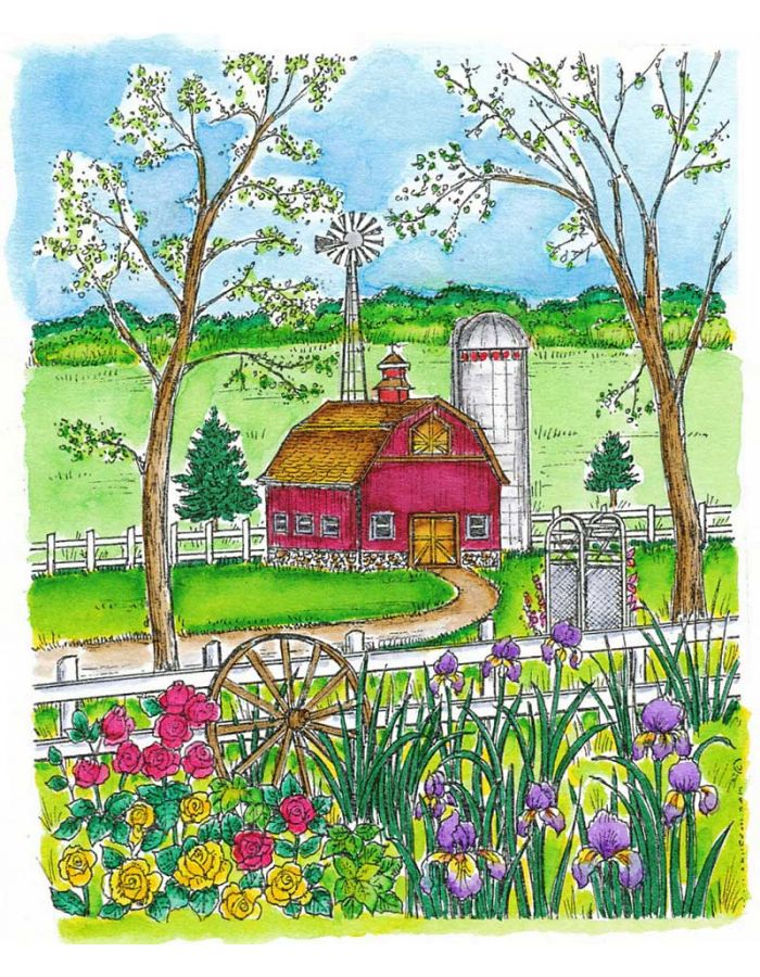Spring Barn And Windmill - P8575