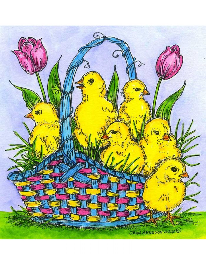 Spring Chicks In Basket - PP10744