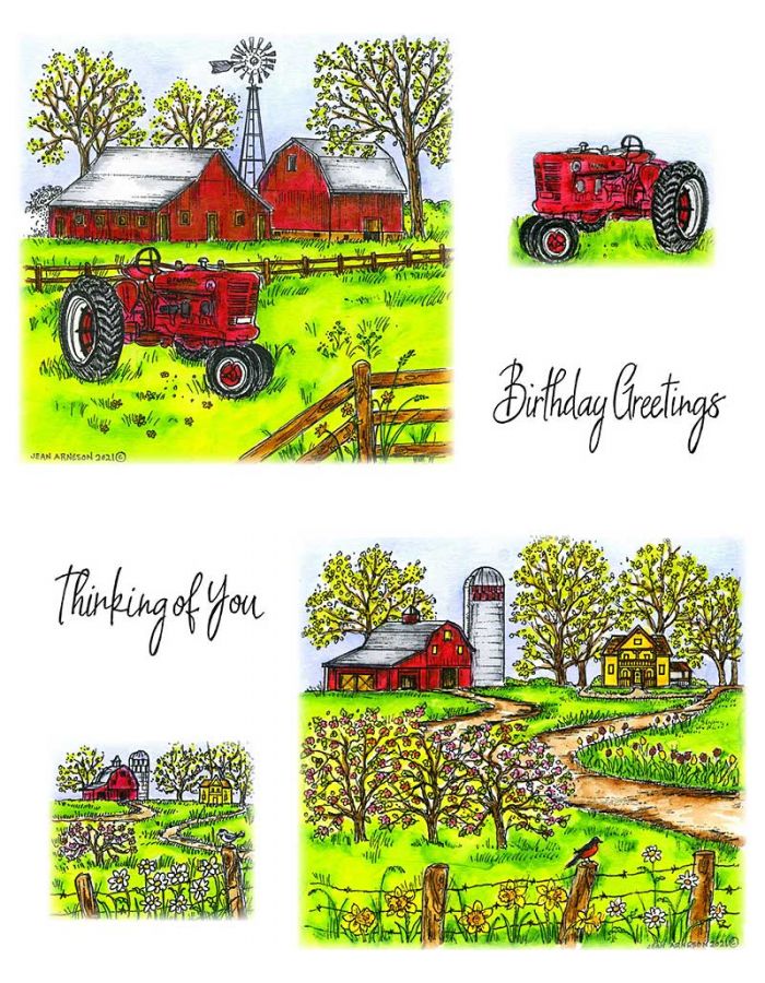 Spring Farm And Tractor & Spring Farm Scene - NO-129