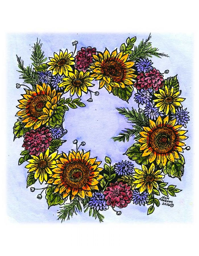 Sunflower and Mum Wreath - PP10483