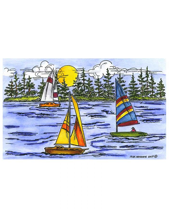 Three Sailboats On Lake - NN10611