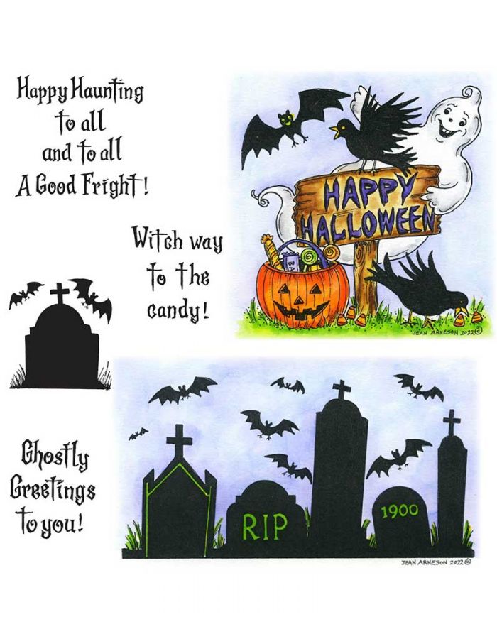 Tombstone Border & Ghostly Happy Halloween - NO-175