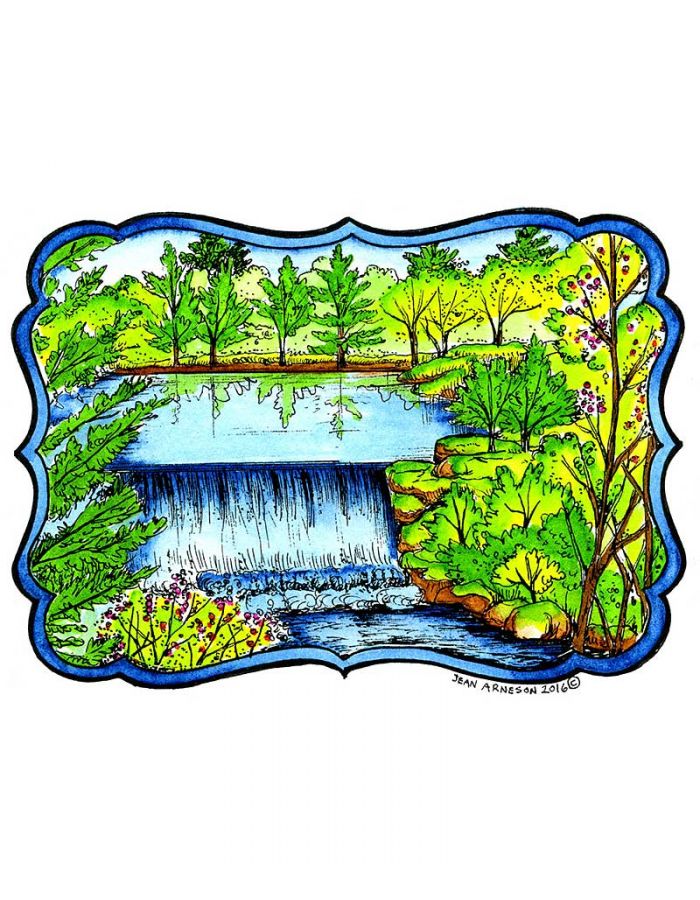 Waterfall in Curved Rectangle Frame - PP10039
