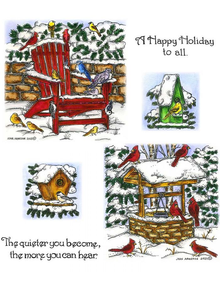 Winter Adirondack Chair & Cardinal Wishing Well - NO-154