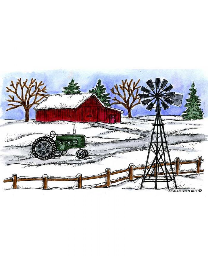 Winter Tractor and Windmill - NN10352
