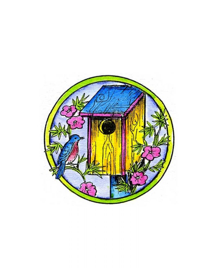 Wood Birdhouse in Circle - C10012