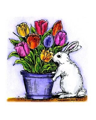 Bunny With Tulip Pot - F4563