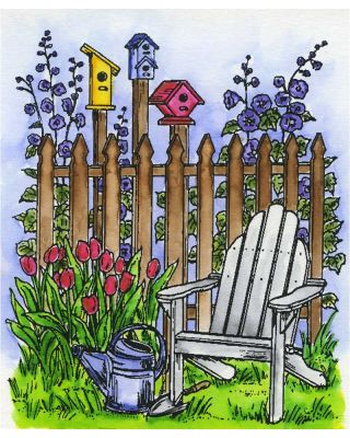 Chair, Fence and Birdhouse - P3309