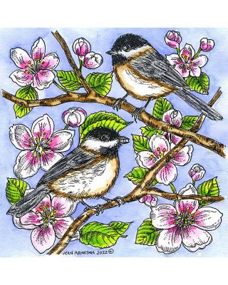 Chickadee Pair and Blossoms - PP11079