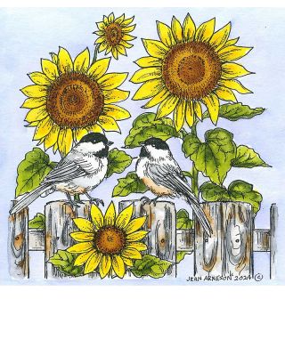 Chickadee Pair and Sunflowers - PP11529