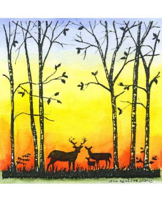 Deer and Birch Silhouette - MM10790