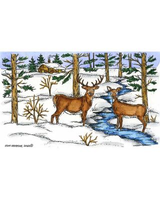 Deer Pair and Stream - NN11237