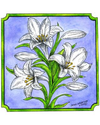 Easter Lilies in Notched Square - PP10738