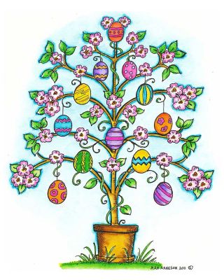 Easter Tree With Flowers and Eggs - P7940