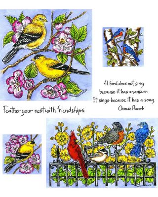 Goldfinch And Birds And Iron Fence - NO-160