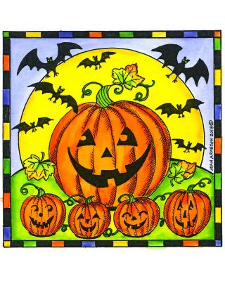 Jack O' Lanterns and Bats in Checkered Square - PP10472