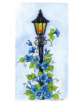 Lamp Post with Morning Glories - O10001