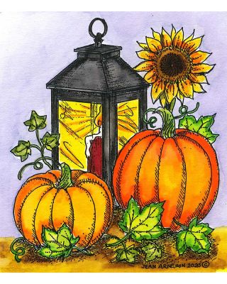 Lantern, Sunflower and Pumpkins - M10823