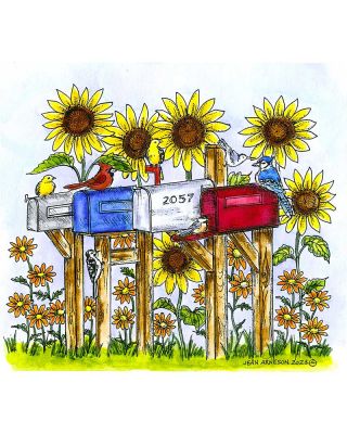 Mailboxes and Sunflowers - P11340